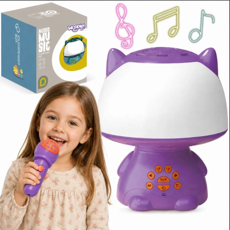 Multifunkcyjna lampka RGB WOOPIE z głośnikiem Bluetooth — widok całego urządzenia w kolorze fioletowym