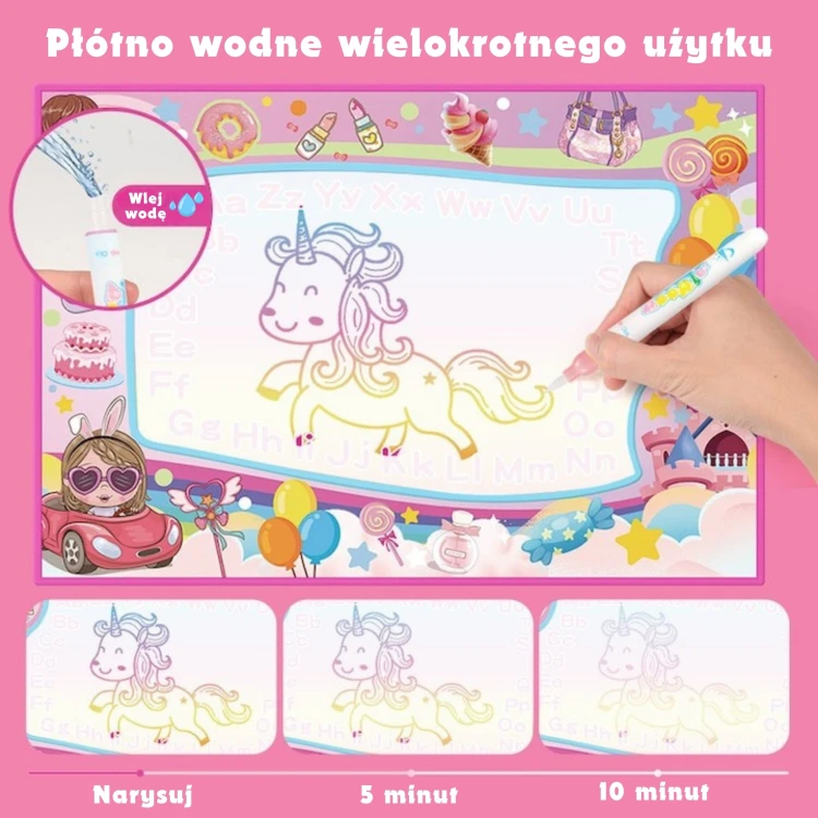 Widok z profilu maty WOOPIE 100x70cm — grubość, kształt krawędzi i powierzchnia do malowania