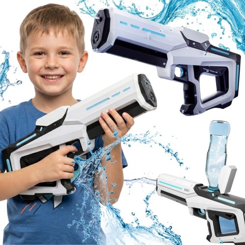WOOPIE Elektryczny Pistolet Na Wodę Automatyczny Blaster — widok z przodu, zbiornik i dysza widoczne