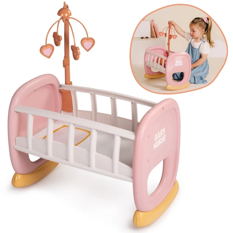 Kołyska z karuzelką SMOBY Baby Nurse — elegancki komplet do zabawy i opieki nad lalką