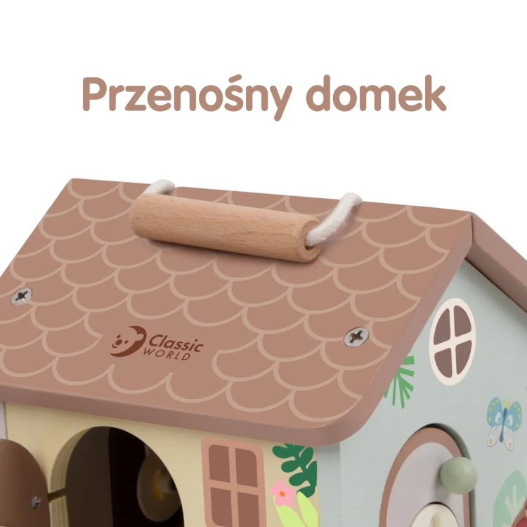 Detale kolorowych drzwiczek i numerowanych bloków w domku 11el CLASSIC WORLD — malowane akcenty