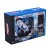 Opakowanie i elementy zestawu XL WOOPIE widoczne na stole: samolot-transporter, trzy auta policyjne i znaki drogowe