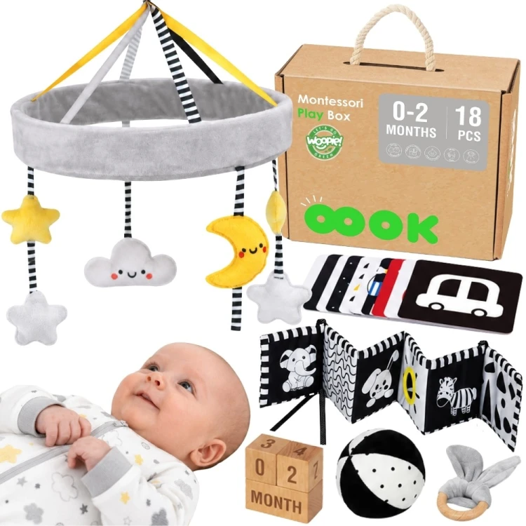 WOOPIE GREEN Box Pudełko XXL Montessori 7w1 — zestaw edukacyjny sensoryczny, marka 92, widok całości