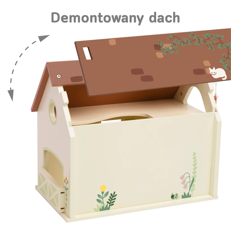 Drewniany Domek Farma CLASSIC WORLD — ujęcie aranżacyjne pokazujące cały zestaw 17 el. w scenie