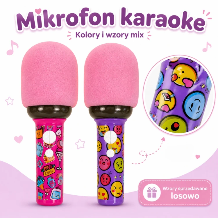 Tył urządzenia WOOPIE — głośnik i porty zasilania, oznaczenia Bluetooth oraz uchwyt do przenoszenia w różowym kolorze