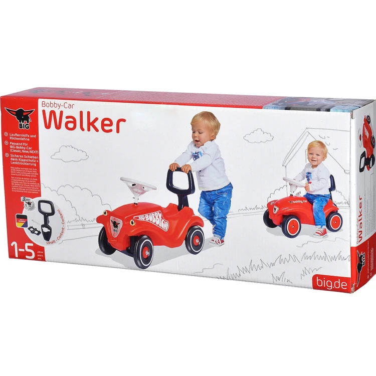 Etykieta i logo 54 na uchwycie oparcia — zbliżenie na oznakowanie uchwytu do jeździka Bobby Car