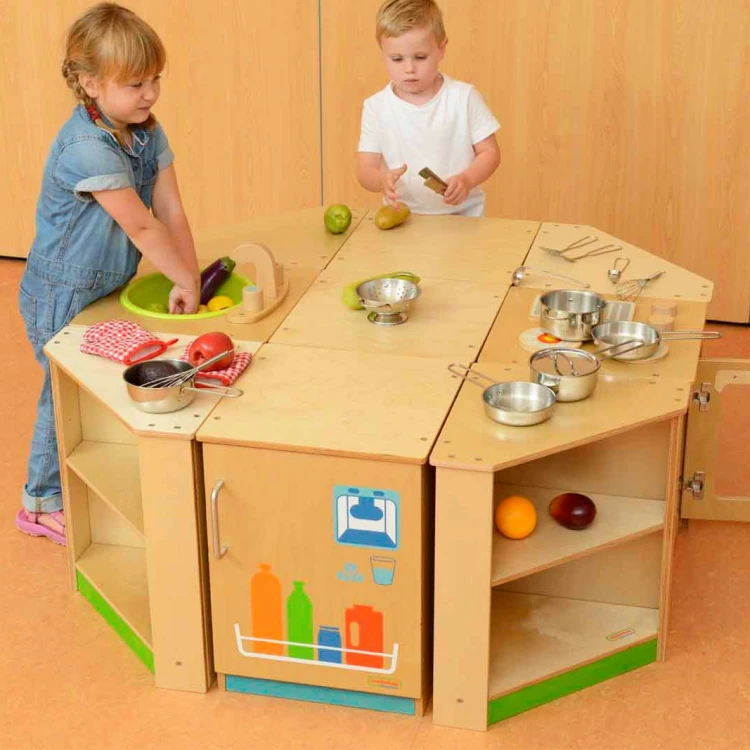 Szafka ze zlewem MASTERKIDZ w zabawie — imitacja mycia naczyń z dziecięcymi akcesoriami