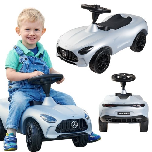 Jeździk Mercedes AMG GT Bobby Car marki BIG — widok z przodu, czerwone nadwozie i kierownica