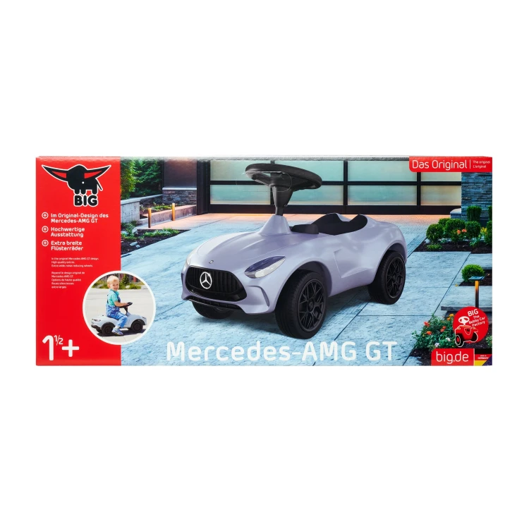 Jeździk Mercedes AMG GT — instrukcja montażu akcesoriów i miejsce na drobne zabawki w schowku