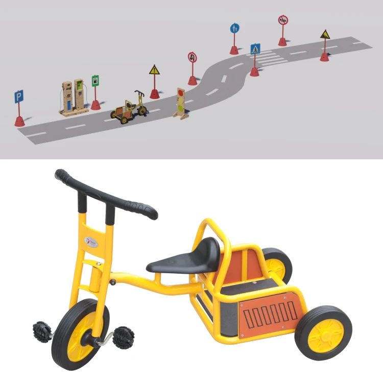 Dziecko prowadzi rowerek w stylu truck — ujęcie akcji na zewnątrz z modelem CLASSIC WORLD EDU