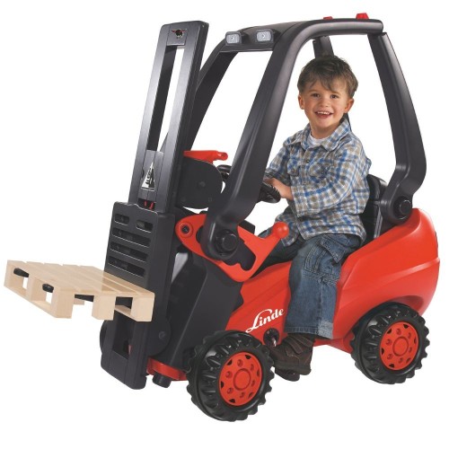 BIG Wózek Widłowy Na Pedały Linde Forklift - widok z przodu z atrapą widłów i kierownicą