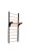 Widok akcesoriów zawieszanych przy drabince: pierścienie i lina wspinaczkowa z drewnianym siedziskiem, pokazujące sposób montażu