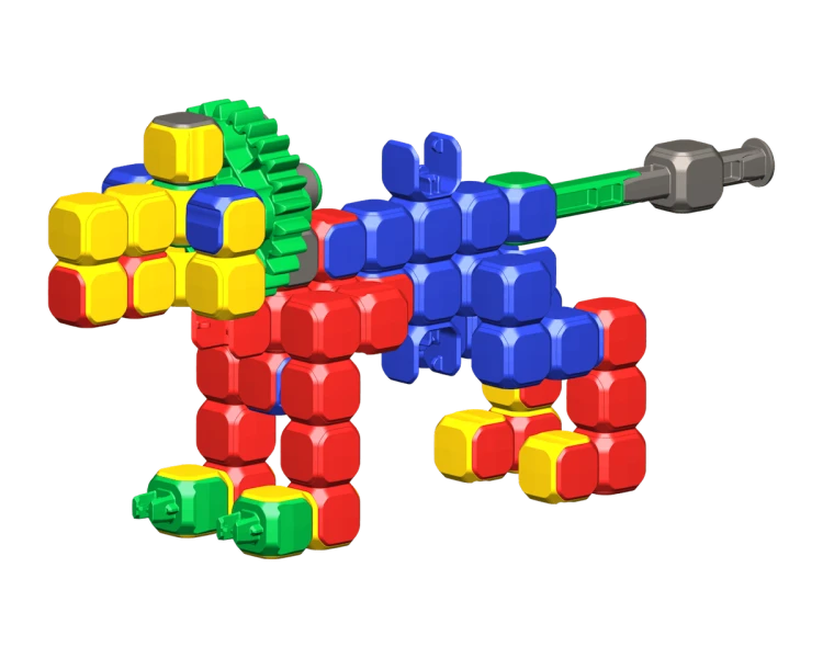 Zestaw klocków Klix Cubes z widocznymi kolorowymi elementami i kołami