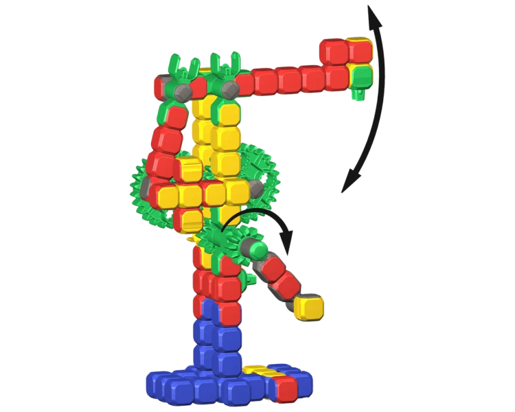 Klocki konstrukcyjne Klix Cubes z elementami ruchomymi w trakcie zabawy