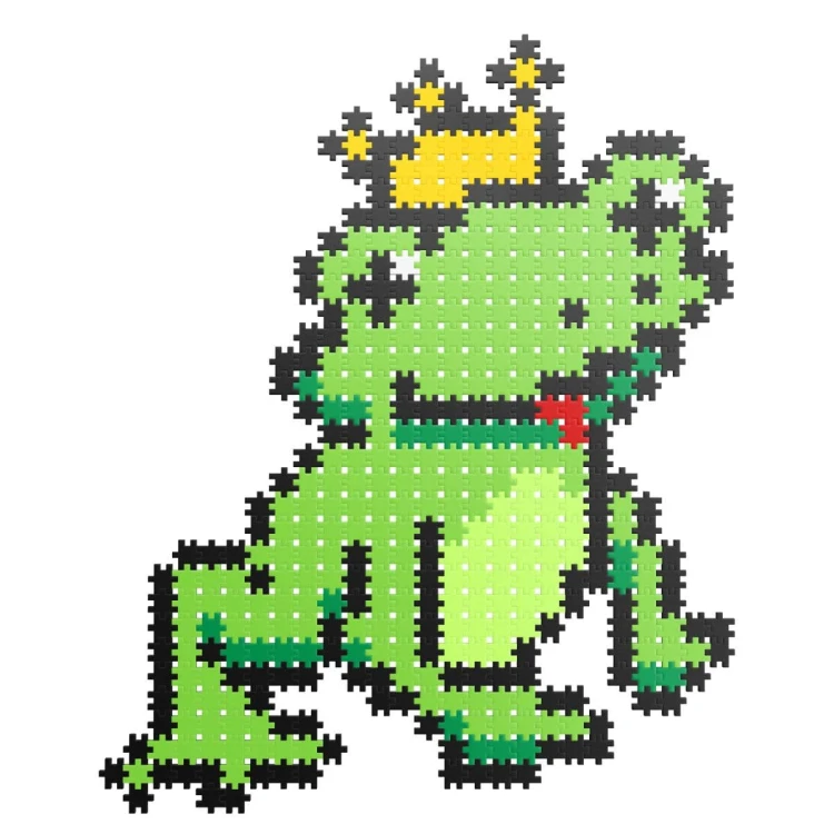 Dziecko układa mozaikę z klocków Meli Minis Dragon na instrukcji-planszy 48 × 69 cm, demonstracja zabawy edukacyjnej.