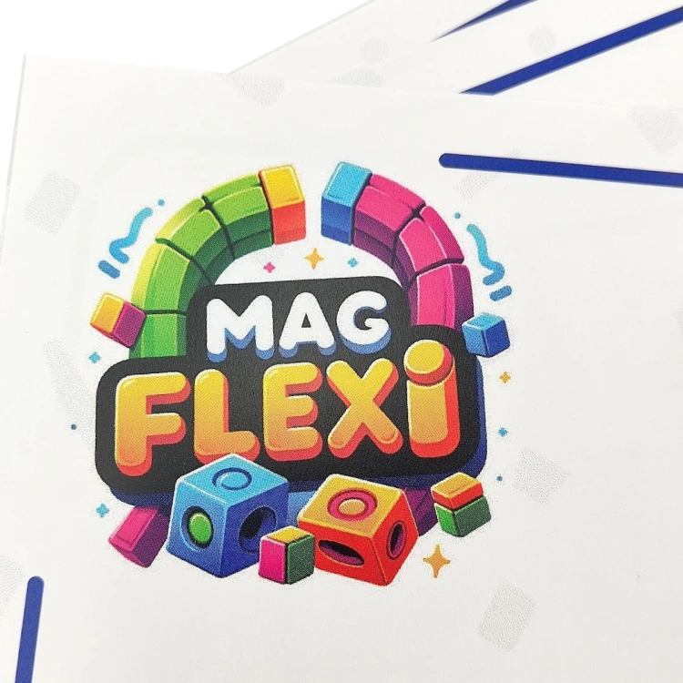 Klocki MagFlexi posortowane według kolorów i kształtów, przygotowane do zajęć edukacyjnych