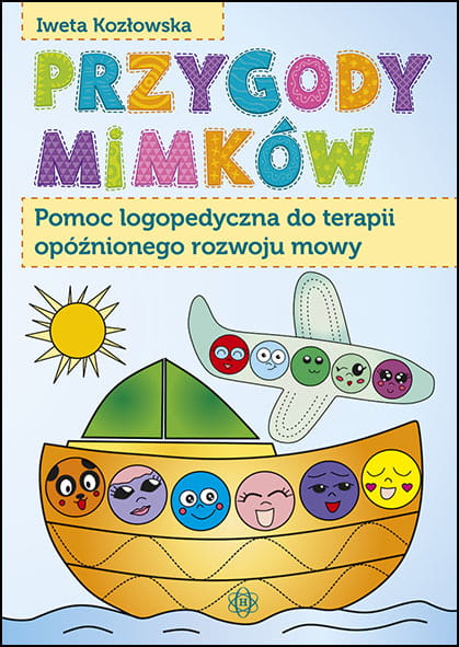 Okładka pomocy logopedycznej Przygody Mimków marki HARMONIA z bohaterami Mimi i Bubu