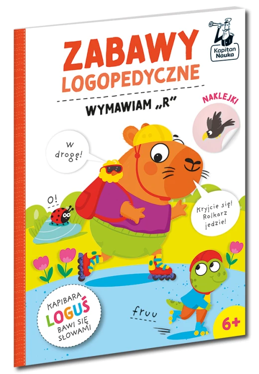 Zeszyt ćwiczeń logopedycznych Kapibara Loguś Wymawiam R z kolorową okładką i bohaterem EDGARD