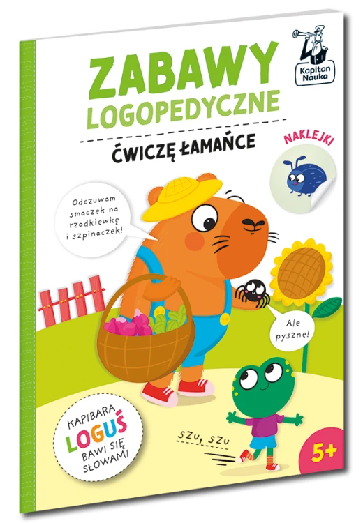 Zabawy logopedyczne Kapibara Loguś – książeczka logopedyczna EDGARD z ilustracją Kapibary Logusia