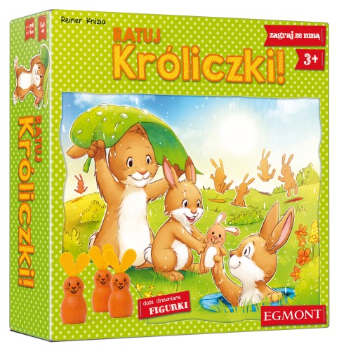 Gra edukacyjna Ratuj Króliczki EGMONT z kolorowymi drewnianymi króliczkami i kostką do nauki kolorów