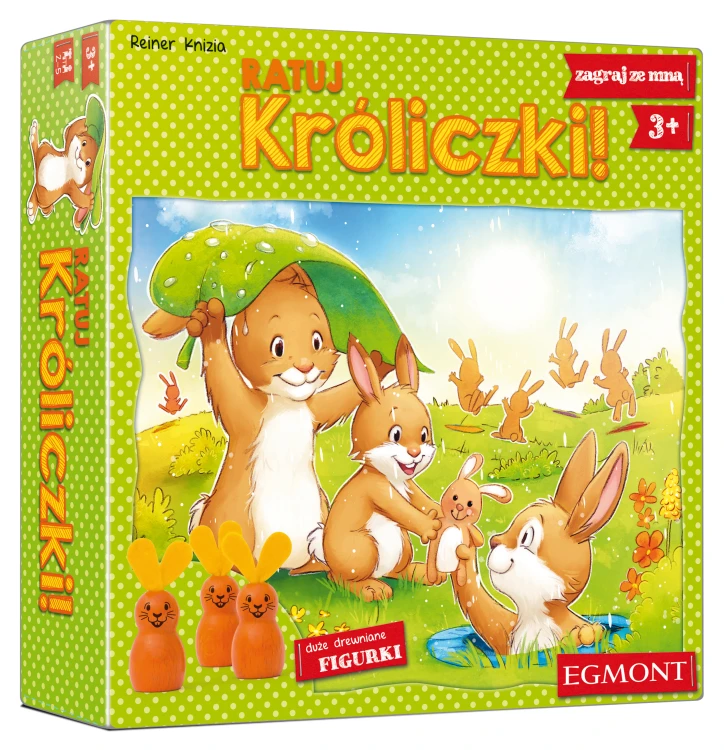 Gra edukacyjna Ratuj Króliczki EGMONT z kolorowymi drewnianymi króliczkami i kostką do nauki kolorów