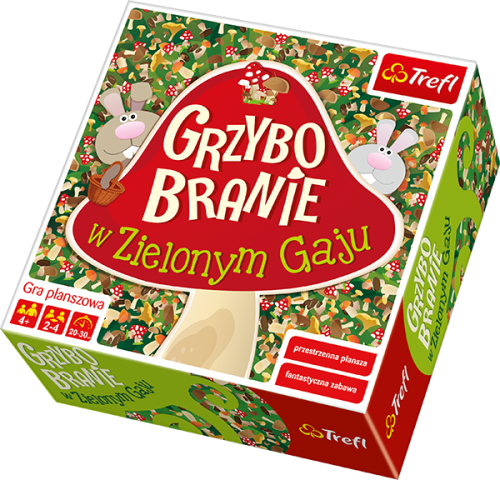 Gra Grzybobranie w zielonym gaju TREFL - kolorowa plansza z leśnymi elementami i pionkami
