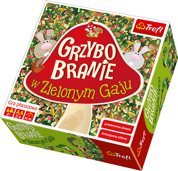 Gra Grzybobranie w zielonym gaju TREFL - kolorowa plansza z leśnymi elementami i pionkami