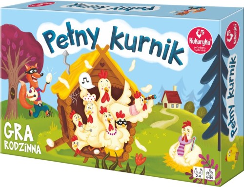Gra planszowa Pełny kurnik KUKURYKU z kolorowymi elementami i planszami graczy