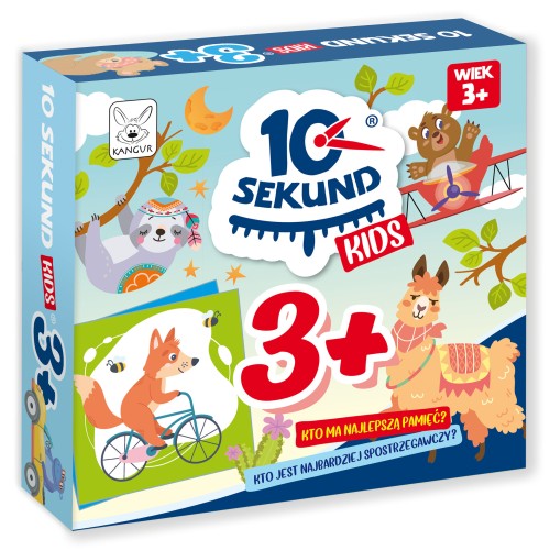 Widok kart do gry 10 Sekund Kids Kangur - kolorowe ilustracje i elementy gry