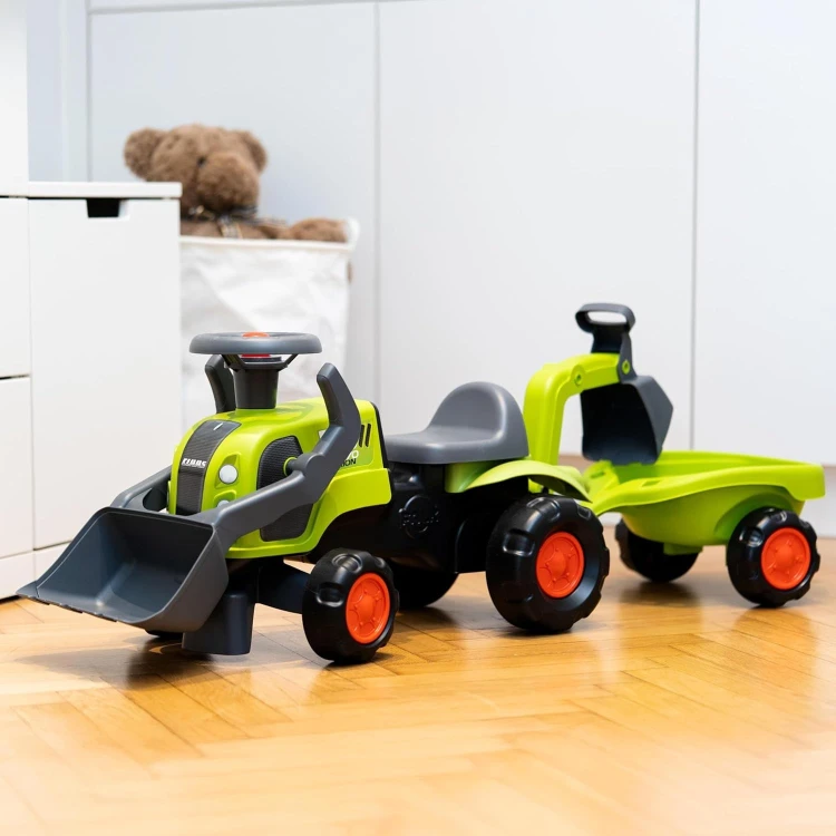 Widok siedzenia i schowka pod siedziskiem jeździka — ergonomiczny kształt i detale na obudowie FALK