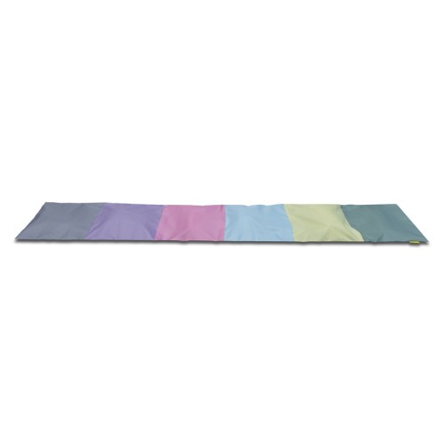 Chodnik sensoryczny 35 x 210 cm Akson — widok całości w pastelowych kolorach z widocznymi kieszeniami na zamek i matą antypoślizgową