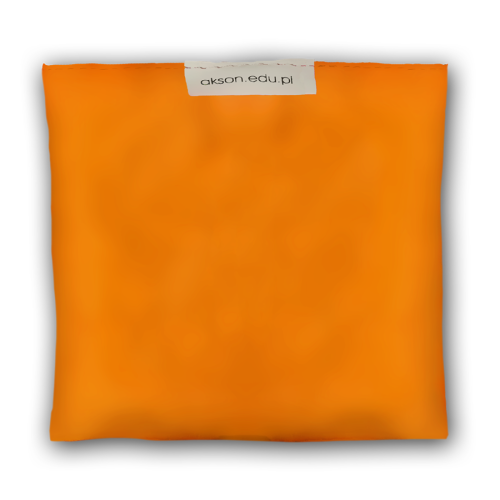 Woreczek gimnastyczny Akson w kolorze pomarańczowym, widok z przodu 10 cm x 10 cm — detal materiału i kształtu