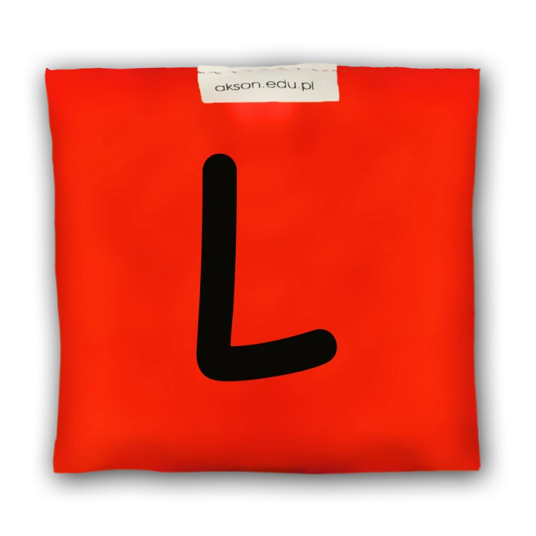 Woreczek gimnastyczny z literką L Akson — czerwony woreczek 10 cm x 12 cm do zabaw i ćwiczeń korekcyjnych