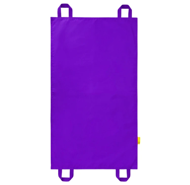 Mini chusta animacyjna 100 x 60 cm Akson — rozłożona chusta w kolorze fioletowym, widok całej powierzchni i uchwytów
