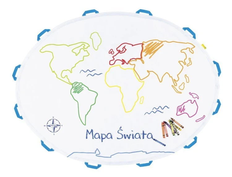 Mata edukacyjna Mapa Świata Akson 145×110 cm — widok z góry pokazujący cały nadruk i rozkład kontynentów