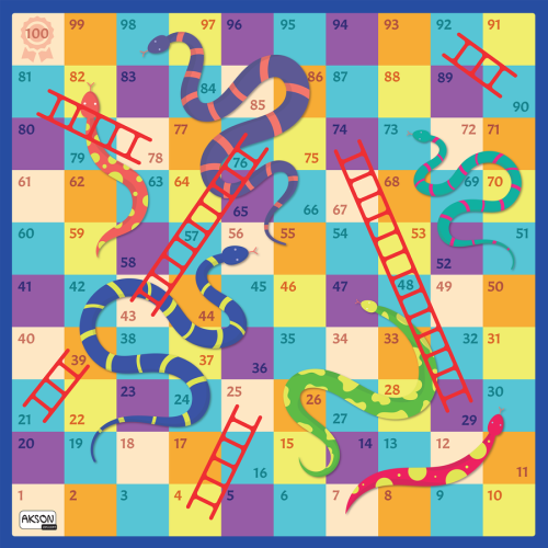 Mata Animacyjna XL Gra planszowa Węże i drabiny AKSON — 100x100