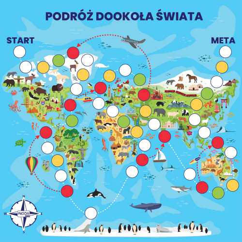 Mata Gra planszowa PODRÓŻ DOOKOŁA ŚWIATA 100x100 cm