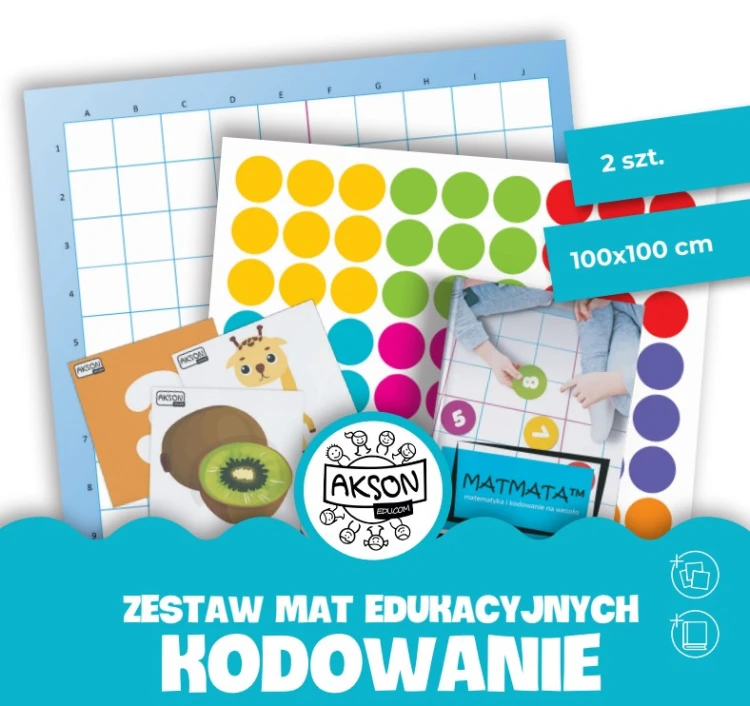 Książka MATMATA i karty PDF dołączone do zestawu Mata KODOWANIE Akson — materiały wspierające scenariusze zajęć
