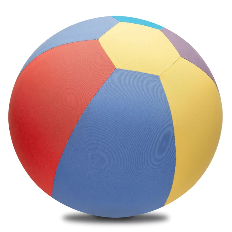 Piłka balonowa pastelowa 30 cm Akson — widok pokrowca w kolorowe pasy, detal materiału poliester 100% i wymienialny balon
