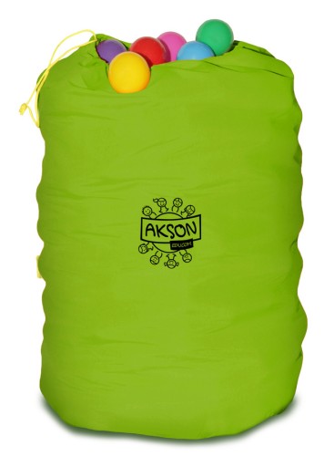 Worek na piłki Akson widoczny w całości — zielony model 95 cm × 80 cm ze sznurkiem, gotowy do przechowywania piłeczek