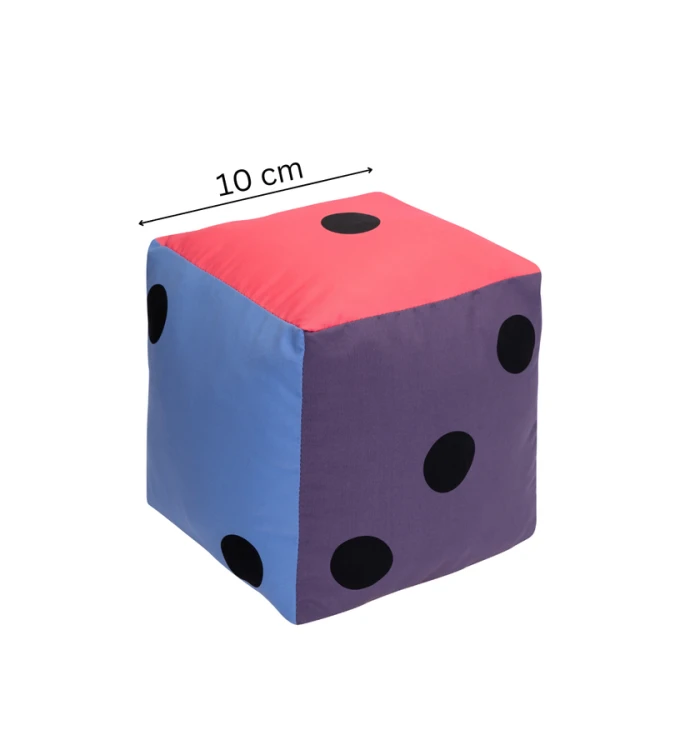 Kostka edukacyjna 10 cm Akson w pastelowych kolorach, widok wszystkich ścian z różną liczbą kropek
