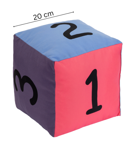 Kostka edukacyjna 20x20x20 cm Akson w pastelowych kolorach — widok z bliska na ściankę z cyfrą