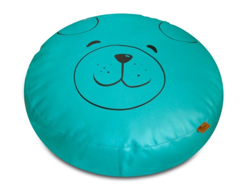 Pufa MIŚ Dream Pouf 1 szt. Akson — widok z przodu, srebrna ekoskóra metaliczna, średnica 50 cm