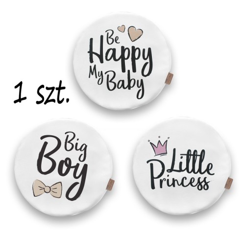 Poduszki białe ekoskóra NAPISY 1 szt. 6 cm AKSON — Kotek - Little Princess