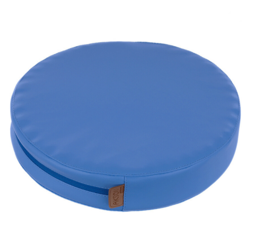 Poduszka z ekoskóry Akson, niebieska, 30 x 30 x 6 cm — lekkie siedzisko edukacyjne sprzedawane jako 1 sztuka, łatwe w czyszczeniu