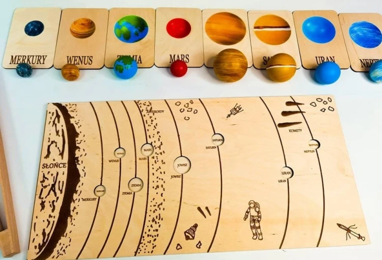 Zbliżenie na ręcznie malowaną planetę z zestawu Układ Słoneczny EDUBOBO