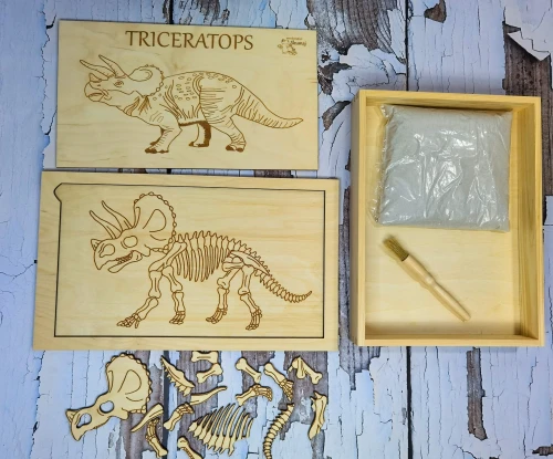Detal kości dinozaura Triceratops z zestawu do wykopywania EDUBOBO