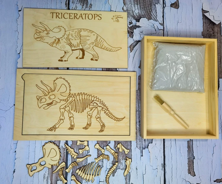 Detal kości dinozaura Triceratops z zestawu do wykopywania EDUBOBO