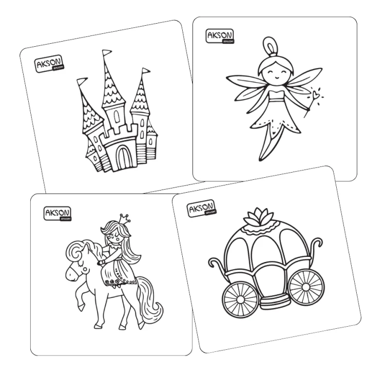 Karty do zabaw WRÓŻKI Akson — zestaw 20 kart, detal ilustracji wróżki na kartonie powlekanym, format 12 x 12 cm