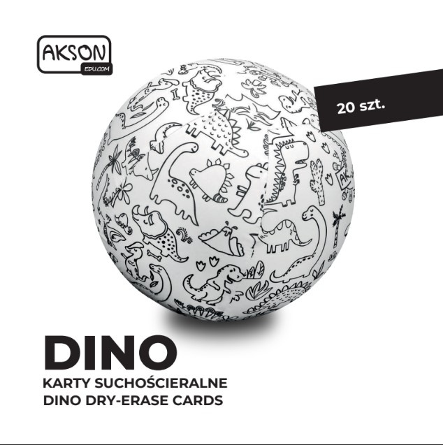Detal karty suchościeralnej DINO — zbliżenie na laminowaną powierzchnię i kolorowy nadruk